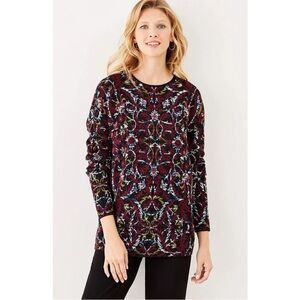 J. Jill Jacquard Tapestry Relaxed‎ Pullover Sweater Large